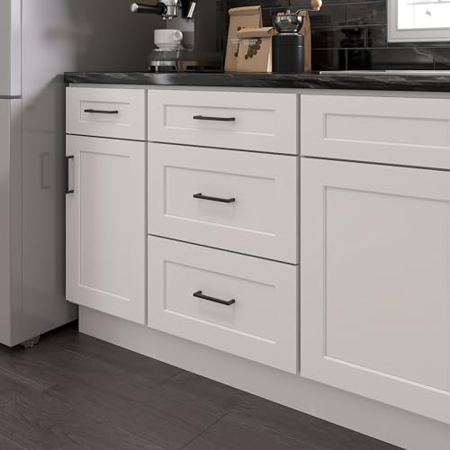 Image of Furinno Shaker Drawer Base Kitchen Cabinet with 3-Drawers, Ready to Assemble, 24 D x 21 W x 34.5 H, White