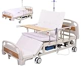 10-Funktionen-Voll‑elektrisches Pflegebett mit Seitenneigung, Krankenhausbett mit Matratze, Verstellbaren Seitengittern, Esstablett, Infusionsständer, Bettpfanne, Feststellrollen, Tragkraft bis 250 kg