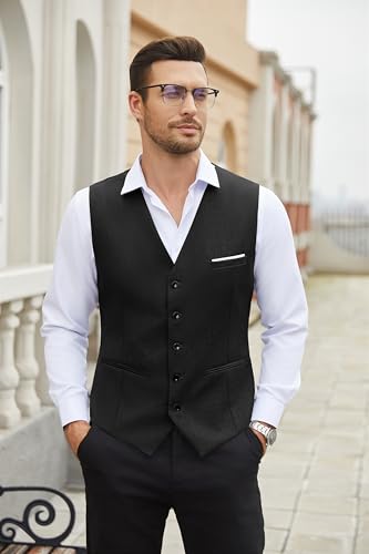 COOFANDY Men's Suit Vest Slim Fit Business Formal Waistcoat Casual Dress Vest2