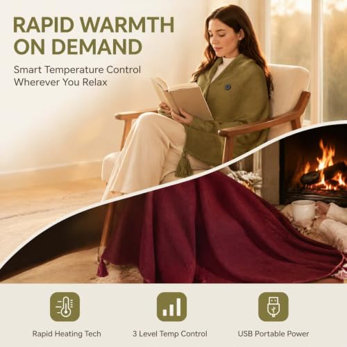 Lovskoo 59"x31" Wearable USB Heated Blanket Electric Heated Throw Blanket - image 3