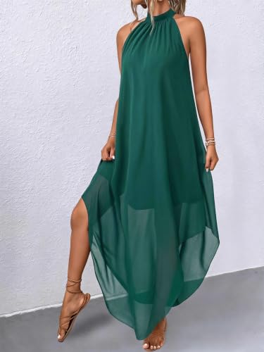 Image of Verdusa Women's Wedding Guest Dress Halter Flowy Chiffon Long Bouncy Dress