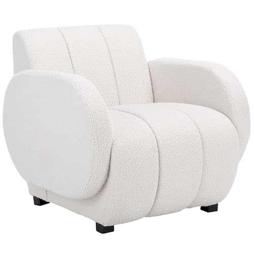 SAFAVIEH Home Collection Waylen Off-White Channel Tufted/Black Legs Low Profile