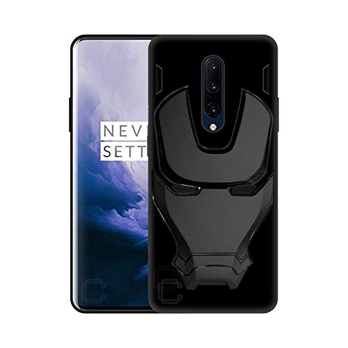 Image of COVERLY Official 3D Touch Feel Trending Avengers Logo Mask Soft Rugged Grip Silicone Iron Man Super Power Cartoon Movie Engraved Silicone Matte Back Cover for Oneplus 7 Pro -Black