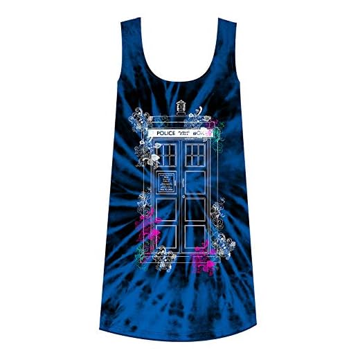Doctor Who dam mini klänning blommig Tardis Batik Elbenwald bomull svart blå
