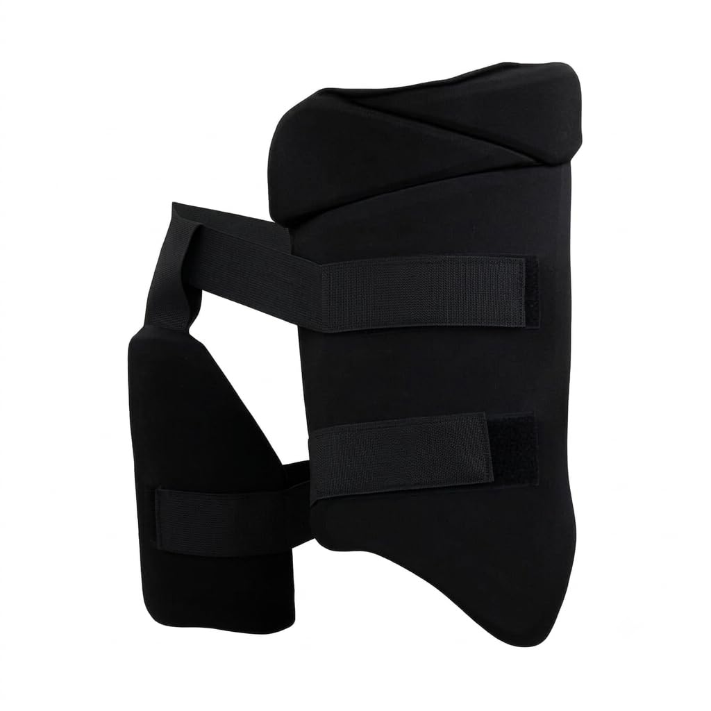 Sports Combo Thigh Guard –Protection for Youth Right Hand Batsmen, Black | Padded Protection, Secure Fit, Injury Recovery, Soft Neoprene, Unisex Design-image-5