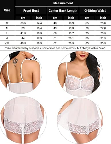 Avidlove Babydoll de renda lingerie sexy mini camisola de malha de casamento camisola de noiva, Bran