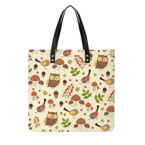 Sac à main shopper femme oiseau et hibou grand modèle en toile 39x39cm