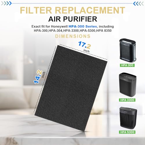 Dekiru Activated Carbon Filter Precut for HPA300 Prefilter Compatible with Honeywell Air Purifier Filter Replacement, Fit for Easy Installation Advanced Filters (6 Pack)