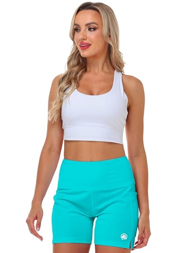 Image of AOBUTE Womens High Waist Swim Board Shorts with Pockets Quick Dry Bike Shorts