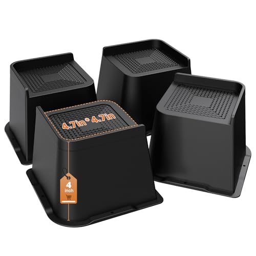 MYMULIKE Bed Risers Heavy Duty, Oversized Furniture Risers, Support Up to 6000 Lbs, Lift 4 inch for...