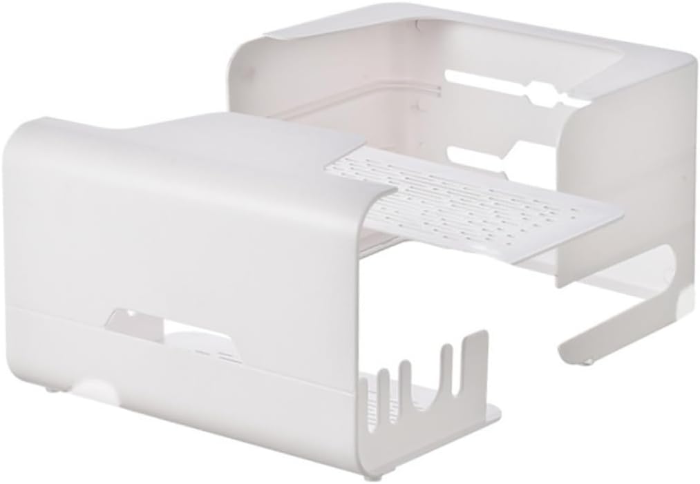 Homoyoyo Home Router Storage Box Dual Layer Cable Organizer Hollow Design for Efficient Wire Management Suitable for Office and Living Room Use