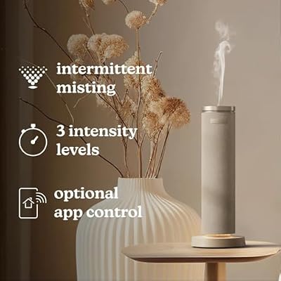 Homedics SereneScent Waterless Diffuser, Cold Air Scent Machine for Home, Diffuser for Large Rooms, App-Controlled Fragrance Diffuser with Timer and Ambient Lights, Beige