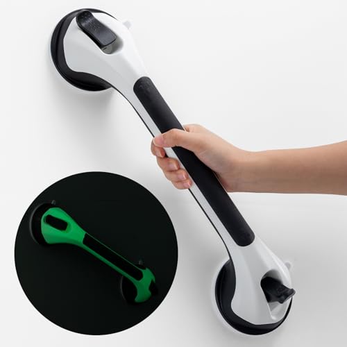 Image of TAILI Shower Grab Bars,Suction Shower Handles,Glow in The Dark,16.8 inch,Black