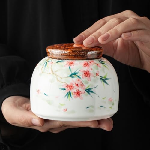 Latas de té de cerámica pintadas a mano para almacenamiento sellado elegante 7