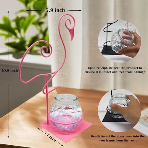 Desktop Glass Planter Vase Holder, Modern Flamingo Plant Terrarium Metal Stand for Hydroponics Plants Home Garden Wedding Christmas Decoration Outdoor Planter Ideas — view 5