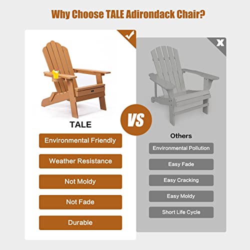Adjustable Backrest Adirondack Chair, Folding Adirondack Chair With Pullout Ottoman With Cup Holder, Lawn Outdoor Fire Pit Chairs, For Patio Deck Garden, Backyard (Brown) #TOP4