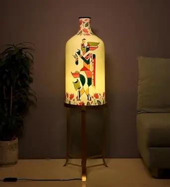 POSH N PLUSH Floor Lamp for Living Room with Metal Stand Auspicious Krishna