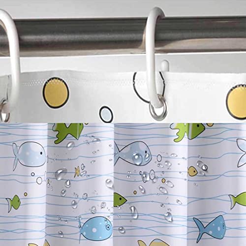 Bbolive Decorative Peva Shower Curtain Liner Set With 12 Plastic Hooks - 72" W X 72" H Waterproof Bathroom Shower Curtain Set With Durable Metal Grommets (Green Blue Fish) #TOP2
