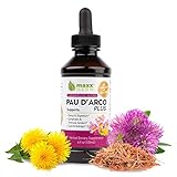 Maxx Herb PAU D’Arco Extract with Dandelion Root & Red Clover Therapeutic Blend, PAU Darco Tincture Absorbs Better Than Taheebo Tea or Capsules, for Immune Support - 4 Oz Bottle (60 Servings)