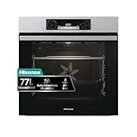 Hisense BI64EPXE1SOL-Forno Multifuncional, Forno elétrico embutido, 77L, Auto-limpeza Pirolítica, Guia Telescópica Pirolizable, Modo Air Fry, Pizza, Cozedura Multi-Fases, Aquecimento rápido, Inox