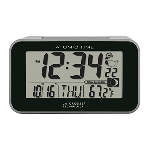 La Crosse Technology 617-1270 Atomic LCD Alarm Clock, Black
