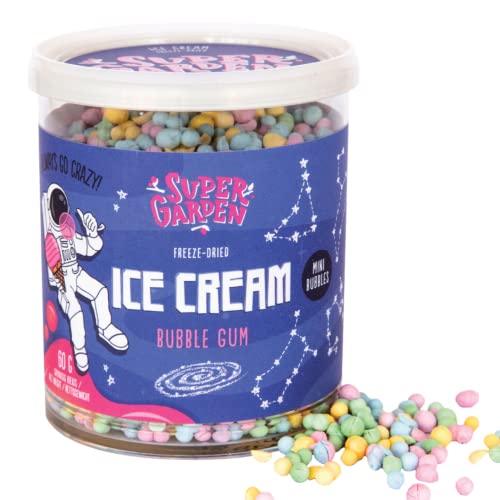 Super Garden Freeze Dried Bubble Gum Mini Ice Cream Candy - Flavorful Freeze Dried Ice Cream, Freeze Dried Candy Pack - Tasty Camping Freeze-Dried Food Snacks & Treats