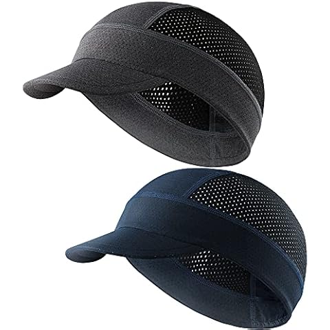 Arcweg Cycling Caps Under Helmet Bike Hat Cycling Hat Lightweight Bicycle Helmet Liner Cap Skull Cap for Men & Women (one Size, 1 Grey+1 Blue) Cover