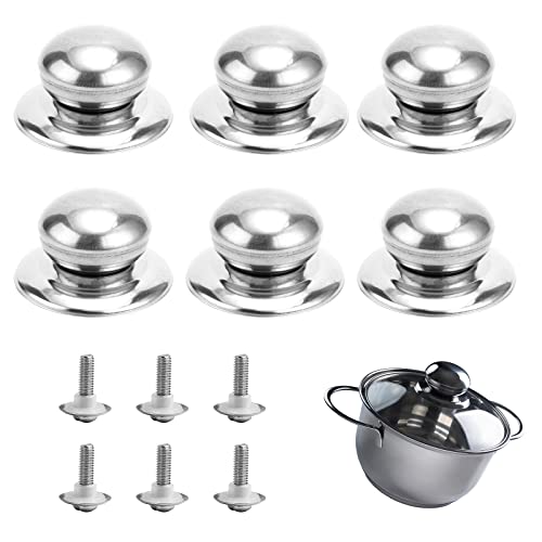 Pomo de Acero Inoxidable Para Tapa de Olla, Pomo Tapa Olla, Pomo universal, Pomo Recambio tapadera, Pomo Para Tapaderas, Asa Para Tapas de Ollas de Cocina, Perilla de Tapa de Olla con Tornillos