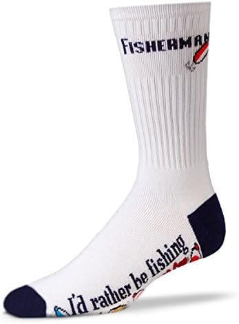 I'd Rather be Fishing Fisherman White Large Socks
