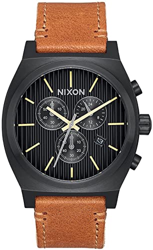 Nixon Time Teller Chrono montre homme étanche avec bracelet cuir