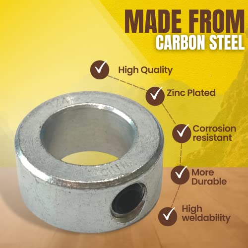 (4-Pack) 3/4” Bore Solid Steel Shaft Collars with Zinc Plated Coating - Durable Shaft Collars Suitable for Machinery and Industrial Use