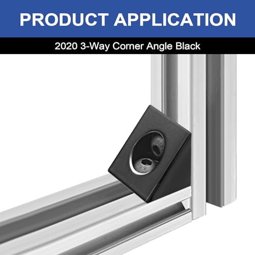 Image of 12pcs 2020 2-Way Corner Angle Bracket Connector 2020 Extrusion Hardware T-Slot V-Slot Accessories with Screws and Nuts for 2020 Aluminum Extrusion Connector 3D Printer Accessories Black