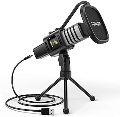 TONOR Micrófono USB de Cardioide Ordenadores PC, Micrófono con Soporte de Trípode, Filtro Antipop, Soporte Gaming, Streaming, Podcasts, Youtube, Locución, Skype, Twitch, Discord, Modelo TC30