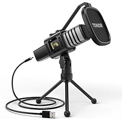 TONOR USB Microphone for PC, Cardioid Condenser Computer Mic with Tripod Stand, Pop Filter, Shock Mount for Gaming, Streaming, Podcasting, YouTube