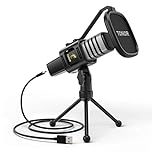 TONOR RGB USB Microphone, Cardioid Condenser Computer Mic, Pop Filter, for Conference, Gaming, Podcast, Chatting, Compatible with Laptop, Desktop PC, 200 cm Cable, with Desktop Stand, TC30