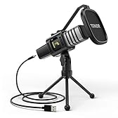 TONOR Micrófono USB de Cardioide Ordenadores PC, Micrófono con Soporte de Trípode, Filtro Antipop, Soporte Gaming, Streaming, Podcasts, Youtube, Locución, Skype, Twitch, Discord, 200 cm, TC30