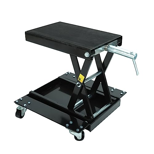 Bchsadvb 1100 Lbs Steel Wide Deck Motorcycle Lift Atv Scissor Lift Jack Black With Dolly And Hand Crank Rubber Pad Repair Hoist Stand #TOP30