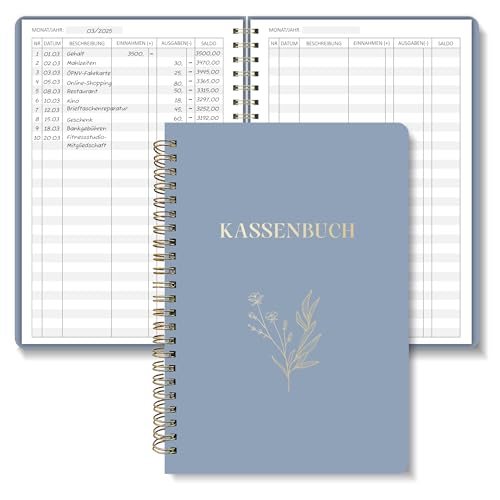 BIROYAL Kassenbuch A5-120 Seiten Haushaltsbuch, Budget Planner & Kassenbücher - Einnahmen Ausgaben Buch - Haushaltsbuch zum Eintragen - Kassenbuch Kleinunternehmer- Ausgaben Tracker Finanzplaner