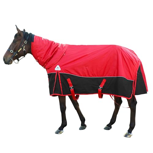 Horse Care Blanket Winter 1680D Premium Turnout Horse Blanket,Medium Weight Waterproof Blanket with Turnout Neck Cover Detachable (US78 in(EU 145 cm))