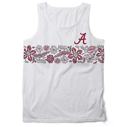 Wes and Willy Mens College Floral Tank Top (Alabama Crimson Tide, Small)