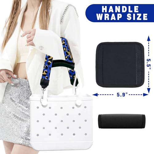 Image of Strap Wrap for Bogg Bag, Accessory for Bagg Bag, With Adjustable Shoulder Leopard Print Crossbody Strap, Black Handle Wrap Protector and Metal Buckle(Style 5)