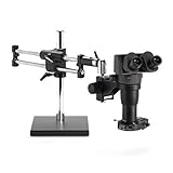 ESD-Safe Ergo-Zoom 8-80X Stereo Zoom Microscope with Dual Arm Base and Dimmable LED Ring Light