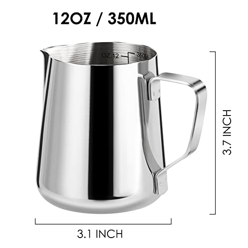 image for Saiveina Milk Frothing Pitcher, Espresso Steaming Pitcher 12oz, Espres