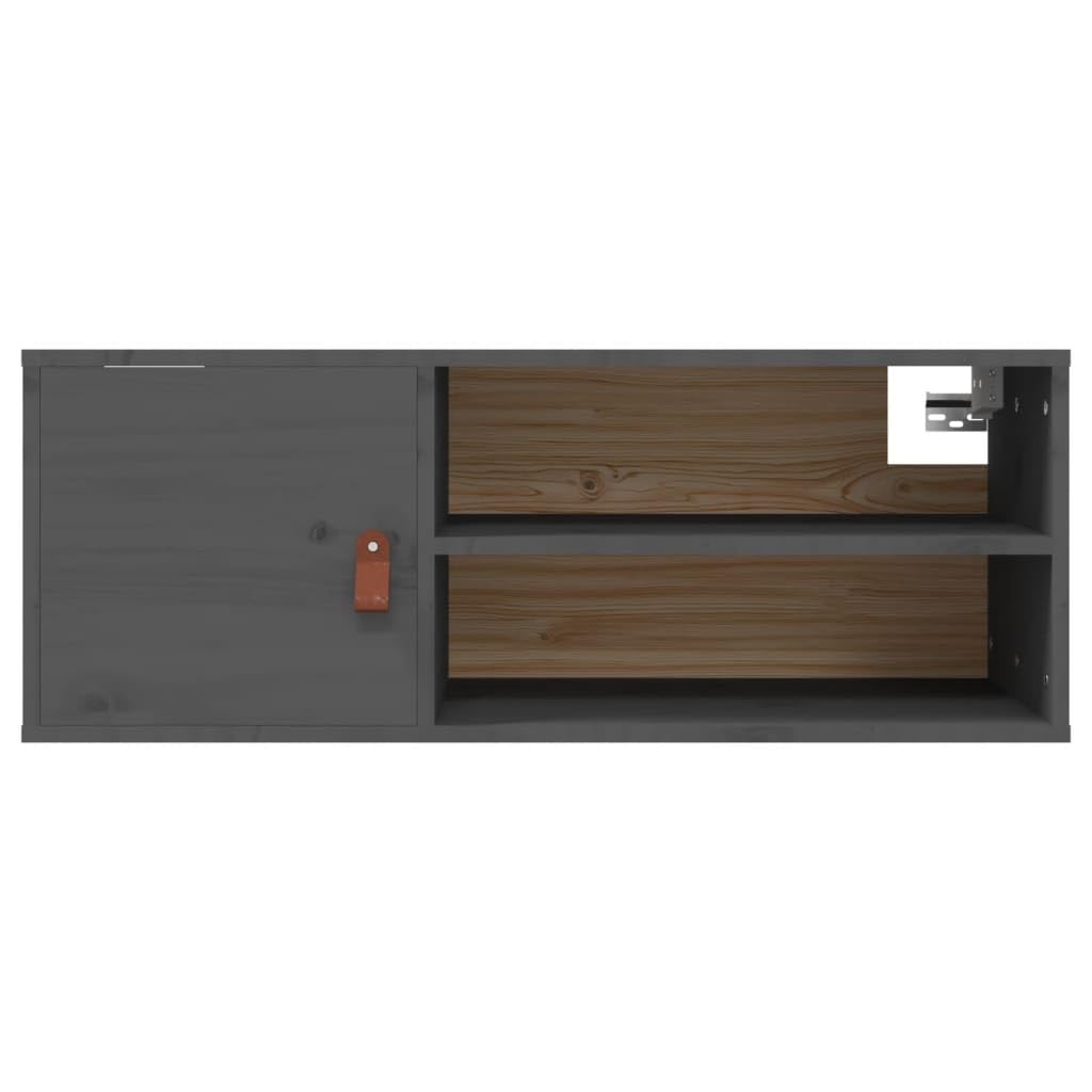 Armadietto da parete in legno di pino massiccio con 4 scomparti e porta per libri, DVD e decorazioni - Armadio rustico da parete con spazio per dispositivi multimediali
