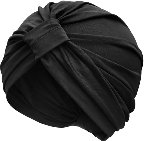Image of LIMHOO Pre-Tied Turban for Women Soft Beanie Headwrap Sleep Cap Black