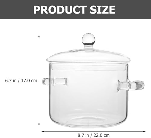Miniatura 8 de ERINGOGO 2 cacerolas de vidrio con tapa, olla de cocina de 64 onzas con tapa y asa, olla a fuego lento transparente, utensilios de cocina de vidrio