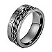 Produktbild Valily Herren Wikinger Rune Ring Schwarz Edelstahl drehbar Ring kubanische Kette Band Ring Alten Amulett Wikinger Schmuck Größe 52