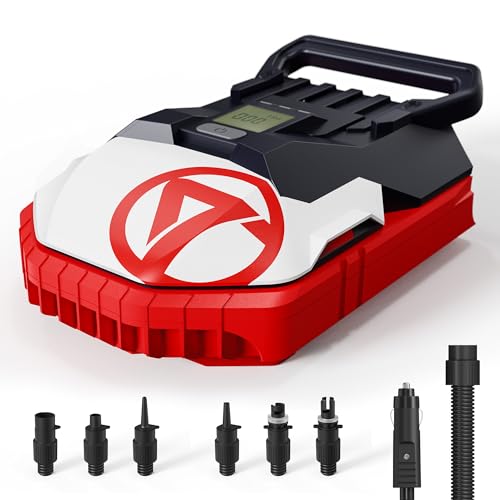 GICLE Air Boat Pump Electric, 22PSI High Pressure SUP Pump, DC12V Car Connection, System and Auto-Off, 6 Nozzles Suitable for inflatable paddle boards, kayaks, air beds, fishing boats