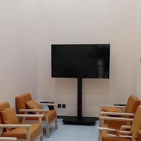 HGOuhK Mobilny wózek na kółkach pod telewizor - przenośny stojak pod telewizor, do telewizorów z płaskim ekranem LED o przekątnej 32-65 cali, ekranów poziomych i pionowych Mobilny stojak TV na kółkach