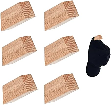 BGHEOUYV 6 Pack Wood Wall Hooks, Coat Hooks Wall Mounted Hooks for Hanging, 6 Hat Hooks with 6 Screws, Wooden Wall Hooks for Hanging Hat, Coat, Towels, Bags, Keys, Clothes (Beech Wood)